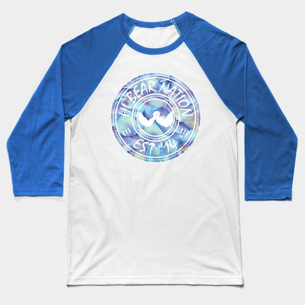 Hi Bear Nation Badge Baseball T-Shirt by hbndesigns